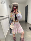 YANYAN KNITS woven plaid pleated skirt YYK-YYW24-0272-ZS purple